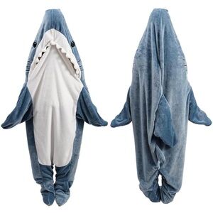 Shark Plush Onesie Costume - Blue & White